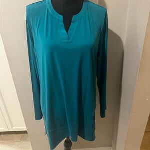 Susan Graver Teal Long Sleeve Tunic